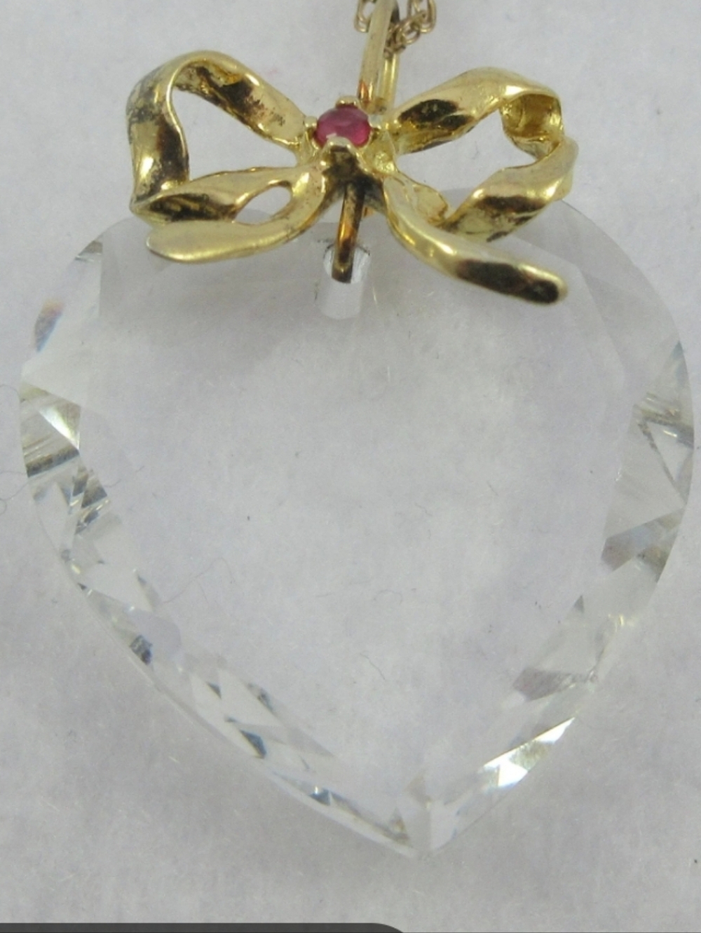 Vintage Lenox Swarovski Crystal Heart With Ruby Accent Pendant